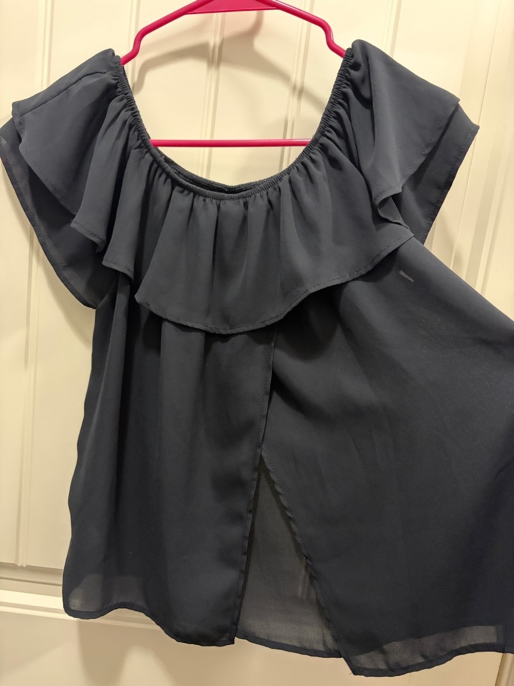 Target Black Off-Shoulder Ruffle Blouse - Picture 3 of 4